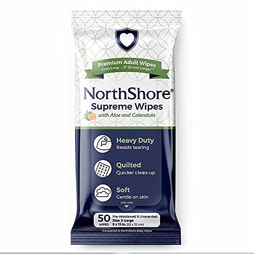 NorthShore Supreme Heavy-Duty Quilted Wipes, X-Large, 9 x 13 in., Pack/50