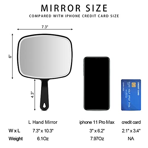 Large Hand Mirror with Handle， for Vanity Makeup Home Salon Travel Use (Squa...
