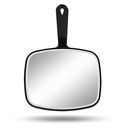 Large Hand Mirror with Handle， for Vanity Makeup Home Salon Travel Use (Squa...