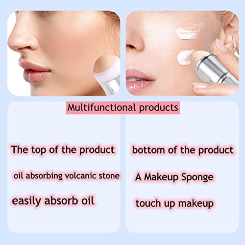 Oil Absorbing Volcanic Face Roller with Makeup Sponge, Oil Control on The Go ...
