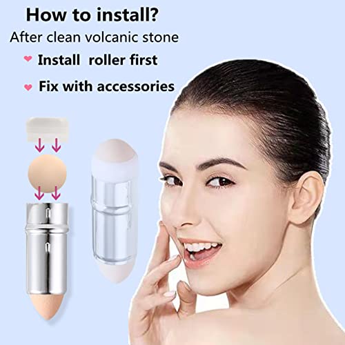Oil Absorbing Volcanic Face Roller with Makeup Sponge, Oil Control on The Go ...
