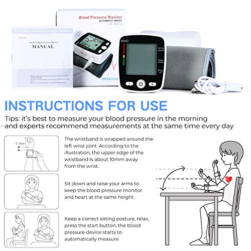 Wrist Blood Pressure Monitor, Automatic Blood Pressure Kit Bp Cuff Carrying c...