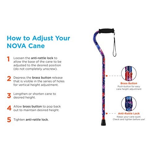 Designer Walking Cane with Offset Handle, Lightweight Adjustable Walking Stic...