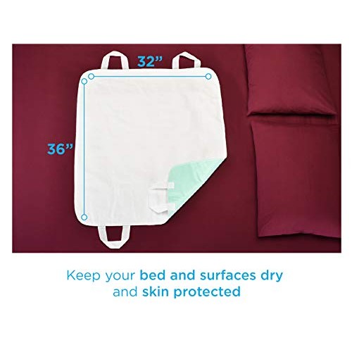 NOVA Waterproof Reusable Underpad with 4 Positioning Strap Handles, 100% Cott...