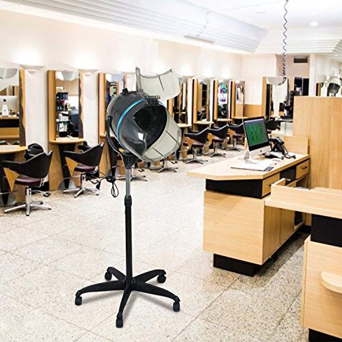 Professional 1300W Adjustable Hooded Floor Hair Bonnet Dryer Stand Up Rolling...