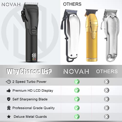 Novah Professional Hair Clippers for Men - Cordless Barber Clipper Hair Cutti...