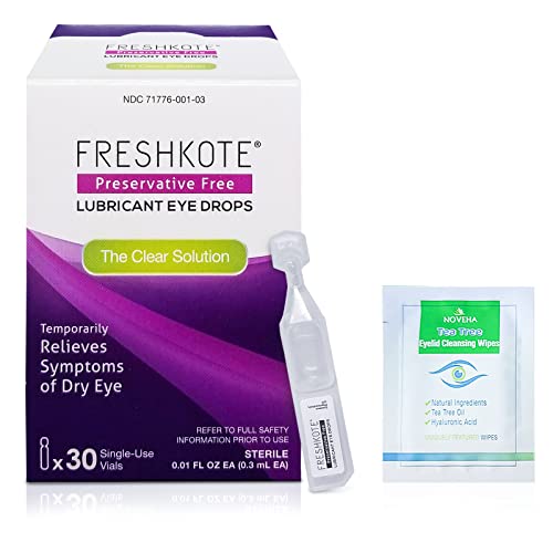 FreshKote Preservative-Free Lubricant Eye Drops 30 Single-Use Vials Artificia...