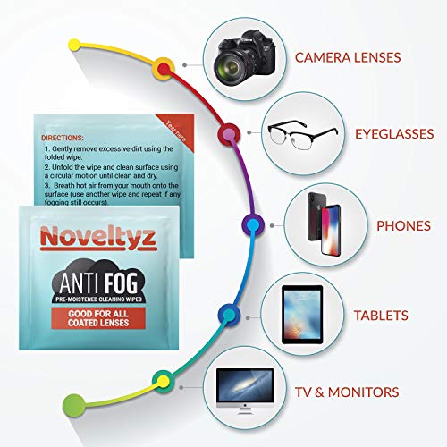 Eyewear Lens Anti Fog Wipes Cleansing Pre-Moistened 200 Individually Wrapped ...