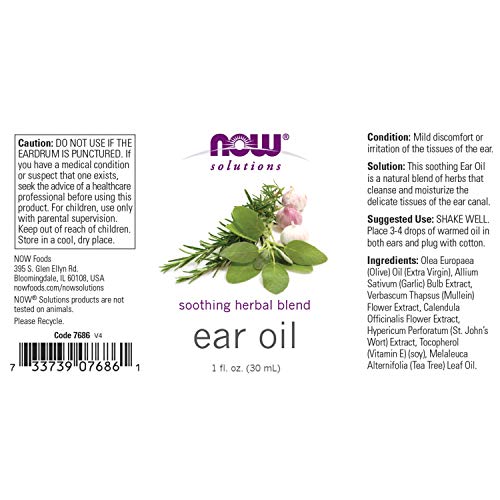 NOW Solutions, Ear Oil, Soothing Herbal Blend, Great on Mild Discomfort or Ir...