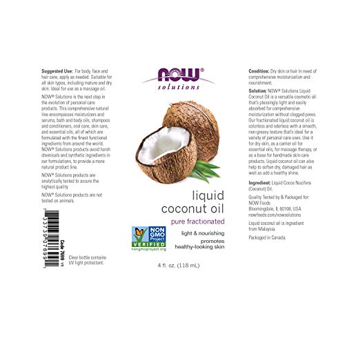 NOW Solutions, Liquid Coconut Oil, Light and Nourishing, Promotes Healthy-Loo...