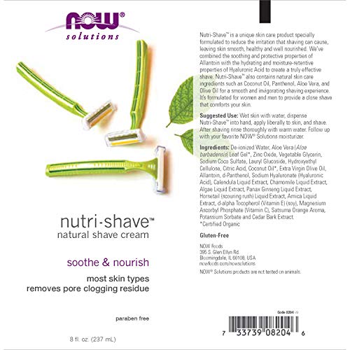 NOW Solutions, Nutri-Shave, Shave Cream, Removes Pore Clogging Residue, Reduc...