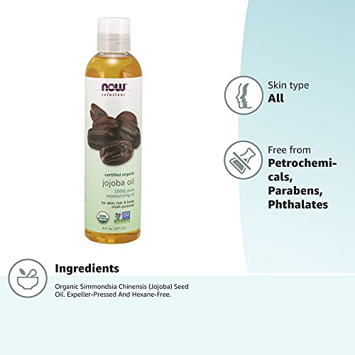NOW Solutions, Organic Jojoba Oil, Moisturizing Multi-Purpose Oil for Face, H...