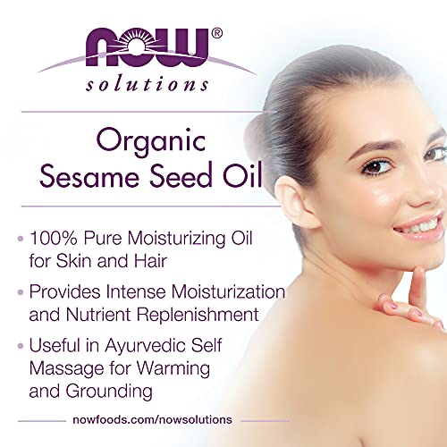 NOW Solutions, Organic Sesame Seed Oil, 100% Pure Moisturizing Oil for Skin a...