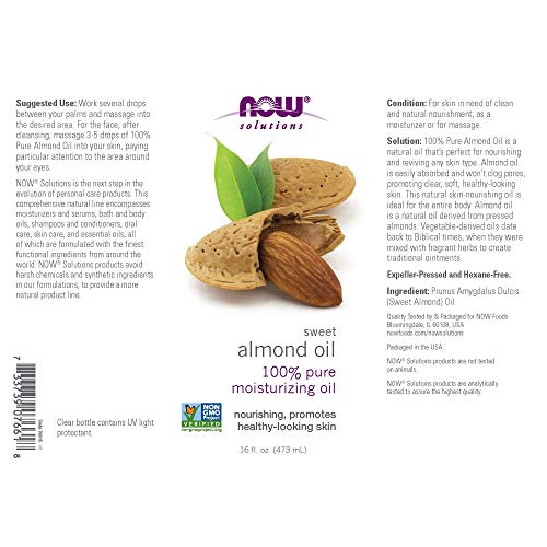 NOW Solutions, Sweet Almond Oil, 100% Pure Moisturizing Oil, Promotes Healthy...