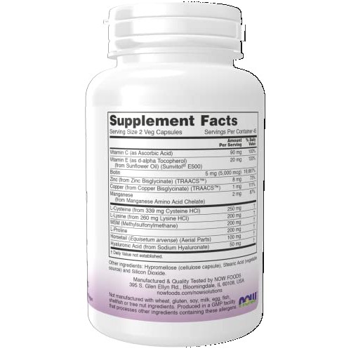 NOW Solutions, Vegan Hair, Skin & Nails, Nutritional Support with 5,000 mcg B...