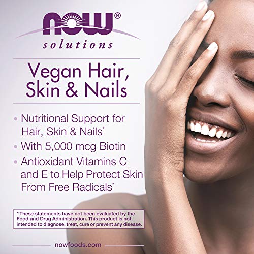 NOW Solutions, Vegan Hair, Skin & Nails, Nutritional Support with 5,000 mcg B...