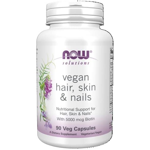 NOW Solutions, Vegan Hair, Skin & Nails, Nutritional Support with 5,000 mcg B...