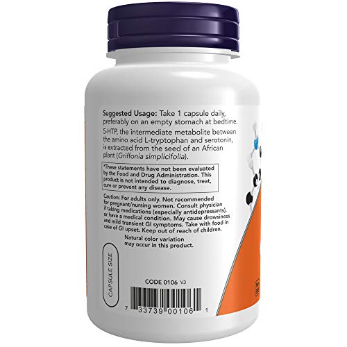 NOW Supplements, 5-HTP (5-hydroxytryptophan) 100 mg, Neurotransmitter Support...