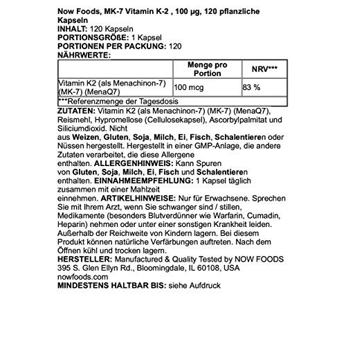 NOW Supplements, MK-7 Vitamin K-2 100 mcg, Cardiovascular Support*, Supports ...