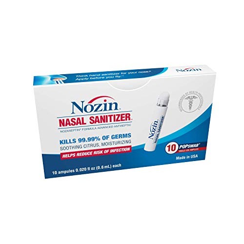 Nozin Nasal Sanitizer Antiseptic Popswab Ampules 10ct Pack | Kills 99.99% of ...