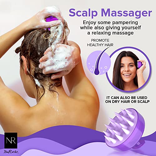 Silicone Scalp Massager and Back Scrubber Shower Set - 31.5 inch Gentle Exfol...