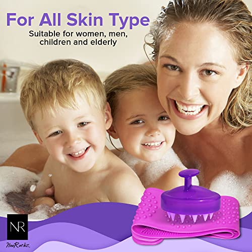 Silicone Scalp Massager and Back Scrubber Shower Set - 31.5 inch Gentle Exfol...