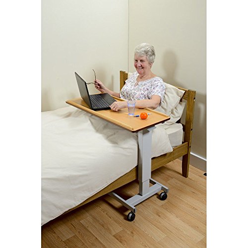 NRS EasyLift Overbed/Over Chair Table Beech N43553 - Standard Base, Extra Low