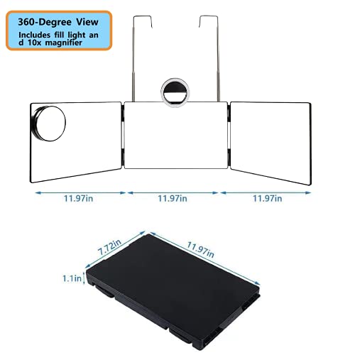 3 Way Mirror for Hair Cutting - Portable Hands-Free Trifold 3 Way Glass Mirro...