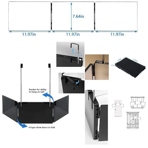 3 Way Mirror for Hair Cutting - Portable Hands-Free Trifold 3 Way Glass Mirro...