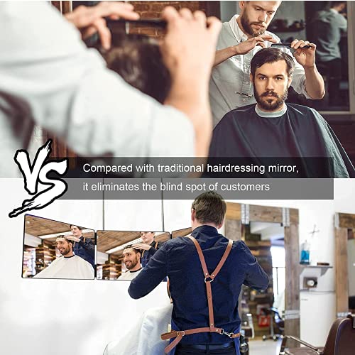 3 Way Mirror for Hair Cutting - Portable Hands-Free Trifold 3 Way Glass Mirro...