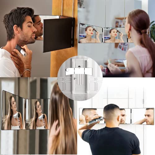 3 Way Mirror for Hair Cutting - Portable Hands-Free Trifold 3 Way Glass Mirro...