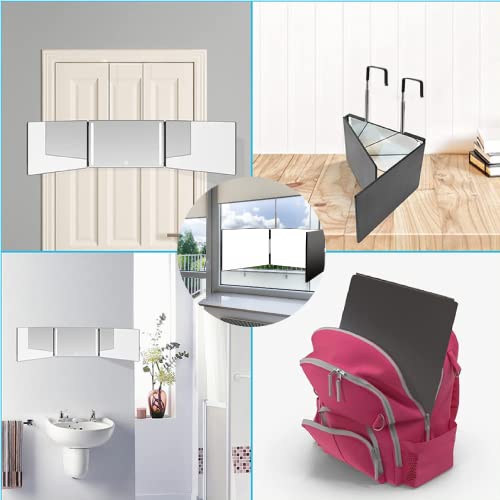 3 Way Mirror for Hair Cutting - Portable Hands-Free Trifold 3 Way Glass Mirro...