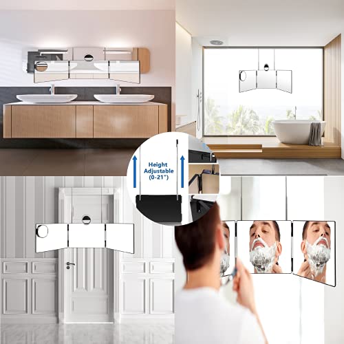 3 Way Mirror for Hair Cutting - Portable Hands-Free Trifold 3 Way Glass Mirro...