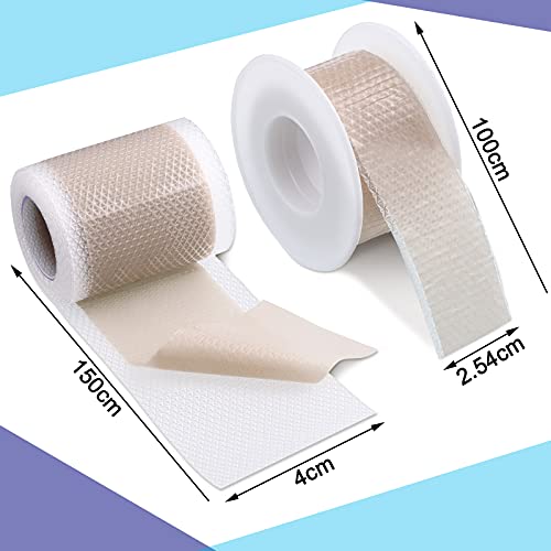2 Rolls Soft Silicone Tape Easy Tear Gel Tape 1.5 Inch x 1.6 Yard, 1 Inch x 1...