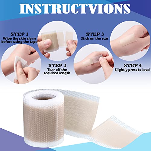 2 Rolls Soft Silicone Tape Easy Tear Gel Tape 1.5 Inch x 1.6 Yard, 1 Inch x 1...