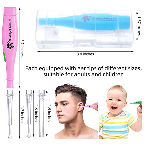 4 Pieces Ear Wax Removal Tool with LED Light and Storage Case LED Earwax Spoo...