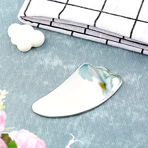 Silver Stainless Steel Gua Sha Tool Tighten Skin Care Tools Massage Beauty To...