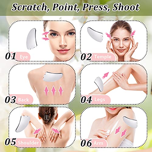Silver Stainless Steel Gua Sha Tool Tighten Skin Care Tools Massage Beauty To...