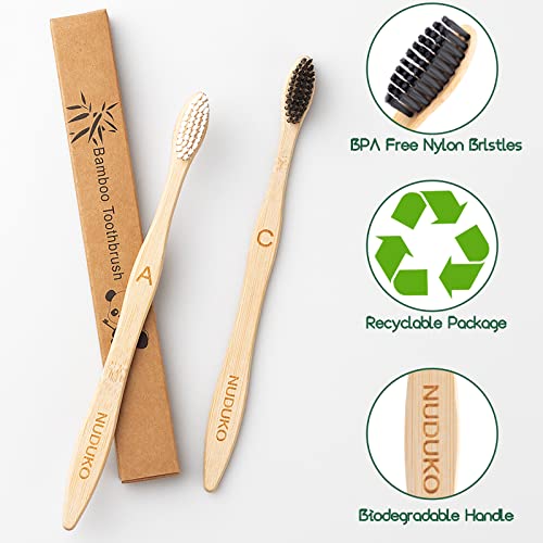 Biodegradable Bamboo Toothbrushes, 10 Piece BPA Free Soft Bristles Toothbrush...