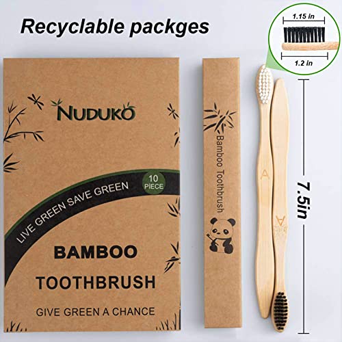 Biodegradable Bamboo Toothbrushes, 10 Piece BPA Free Soft Bristles Toothbrush...