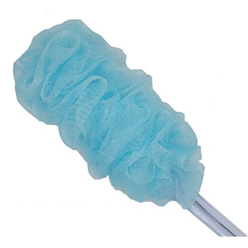 Body Puff Bath Sponge Soft Shower Brush Blue Crystal Handle for Seniors Paren...