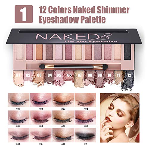 All in One Makeup Kit, Includes 12 Colors Naked Eyeshadow Palette, 5Pcs Makeu...
