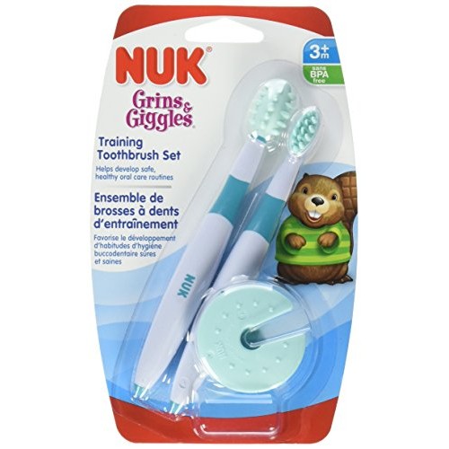 NUK Grins and Giggles Training Toothbrush Set, Blue