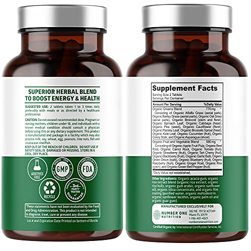 N1N Premium Organic Superfood Greens, Fruits and Veggies [28 Powerful Ingredi...