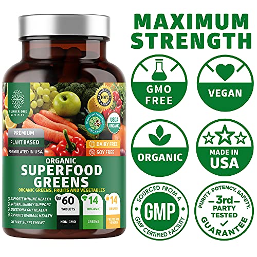 N1N Premium Organic Superfood Greens, Fruits and Veggies [28 Powerful Ingredi...