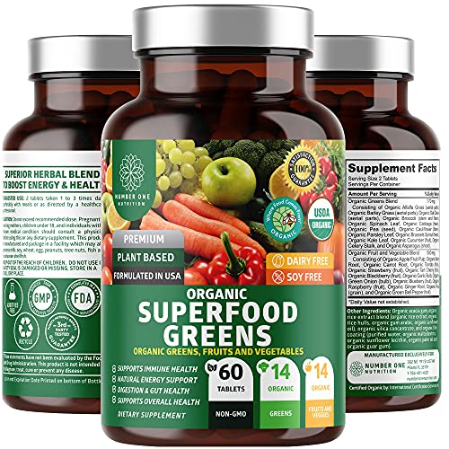 N1N Premium Organic Superfood Greens, Fruits and Veggies [28 Powerful Ingredi...