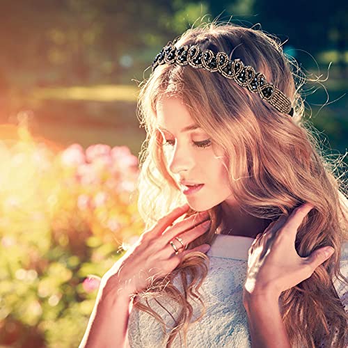 Elastic Rhinestone Headbands for Women, Number-one 5Pcs Handmade Crystal Bead...