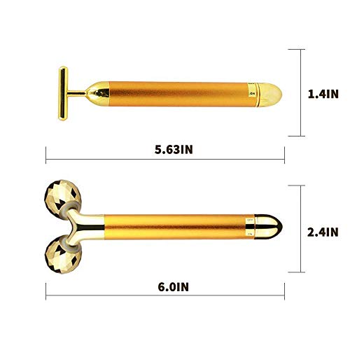 2-IN-1 Electric Face Massager, Golden 3D Roller and T Shape Facial Roller Mas...