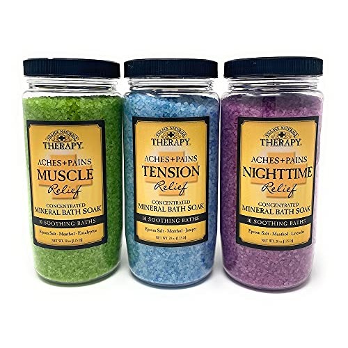 Village Naturals Therapy Mineral Bath Soak Variety Set 3 Pack - Restless Nigh...