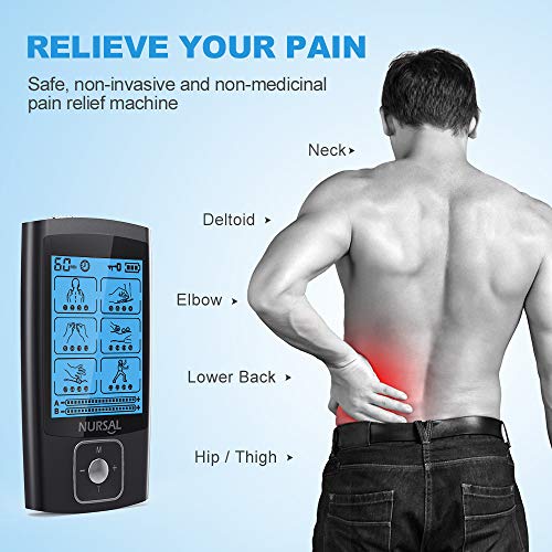 NURSAL Dual Channel EMS TENS Unit 24 Modes Muscle Stimulator for Pain Relief ...
